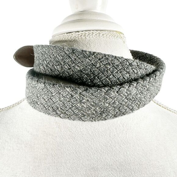 Mens Woven Gray Green Cotton Belt Leather Trim Brass Buckle USA Made Size 38 - Picture 7 of 7